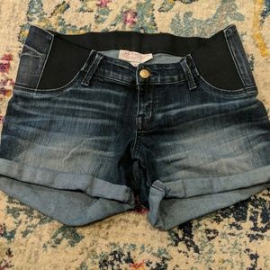 Denim maternity shorts